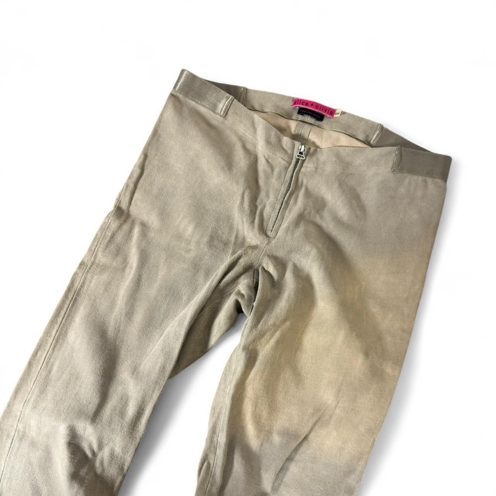 Alice + Olivia Vintage super low rise cream suede skinny straight leg pants